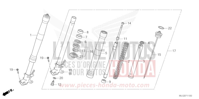GABEL, VORNE (1) von Africa Twin DCT GLINT WAVE BLUE METALLIC (B197X) von 2023